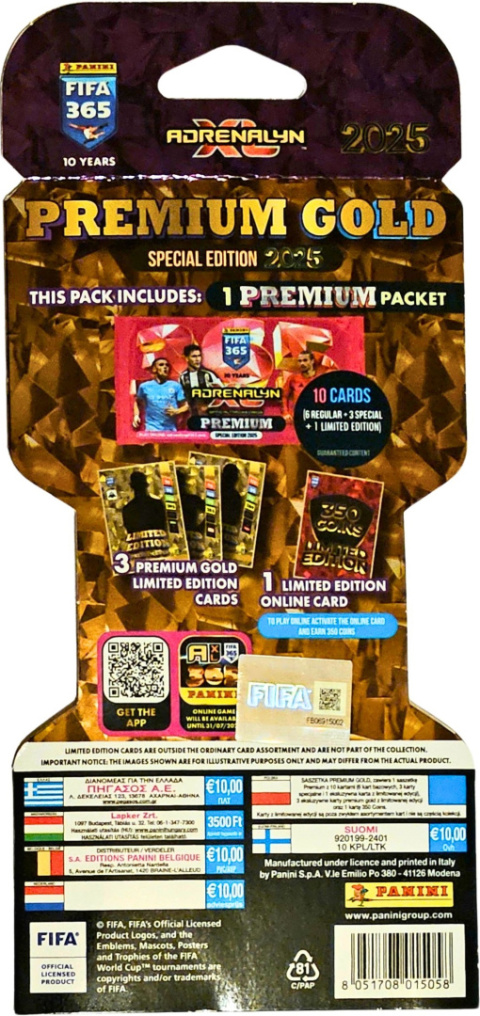 Blister Premium Gold FIFA 365 2025 Panini Karty Piłkarskie