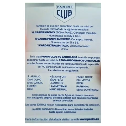 Blister Panini Club Barcelona 2025 Karty Piłkarskie Blister Panini Club Barcelona 2025 Karty Piłkarskie