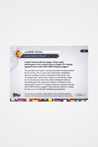 Lamine Yamal - 2025 UEFA Nations League Topps NOW 2