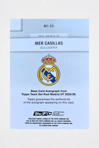 Iker Casillas Autograf /199 Real Madryt Topps Team Set 2025/26